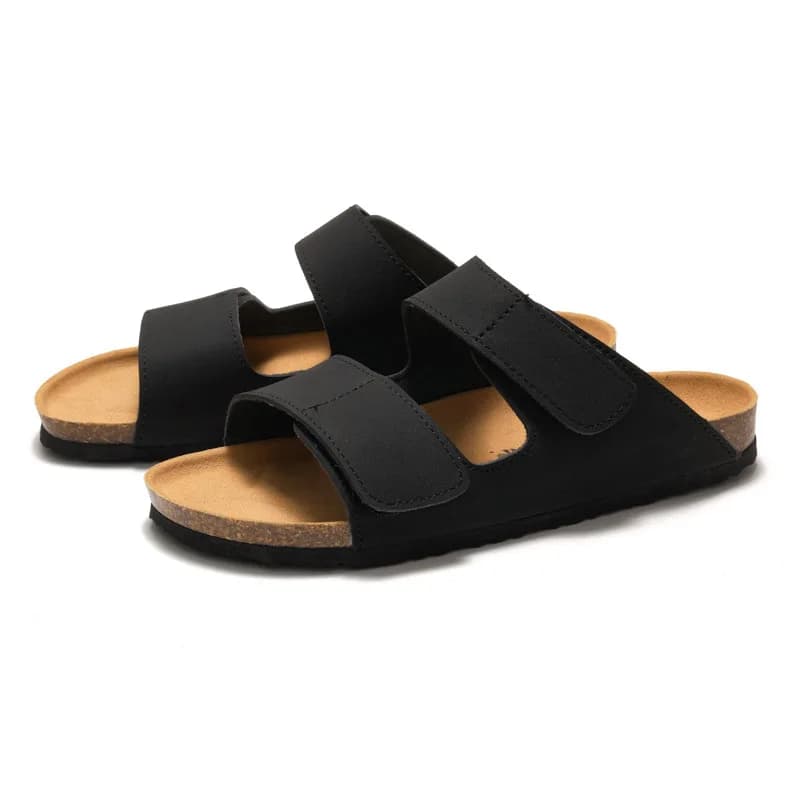Infradito da uomo primavera estate, comode e leggere, con doppio cinturino, casual, con velcro, in sughero, scarpe da spiaggia, in nabuk