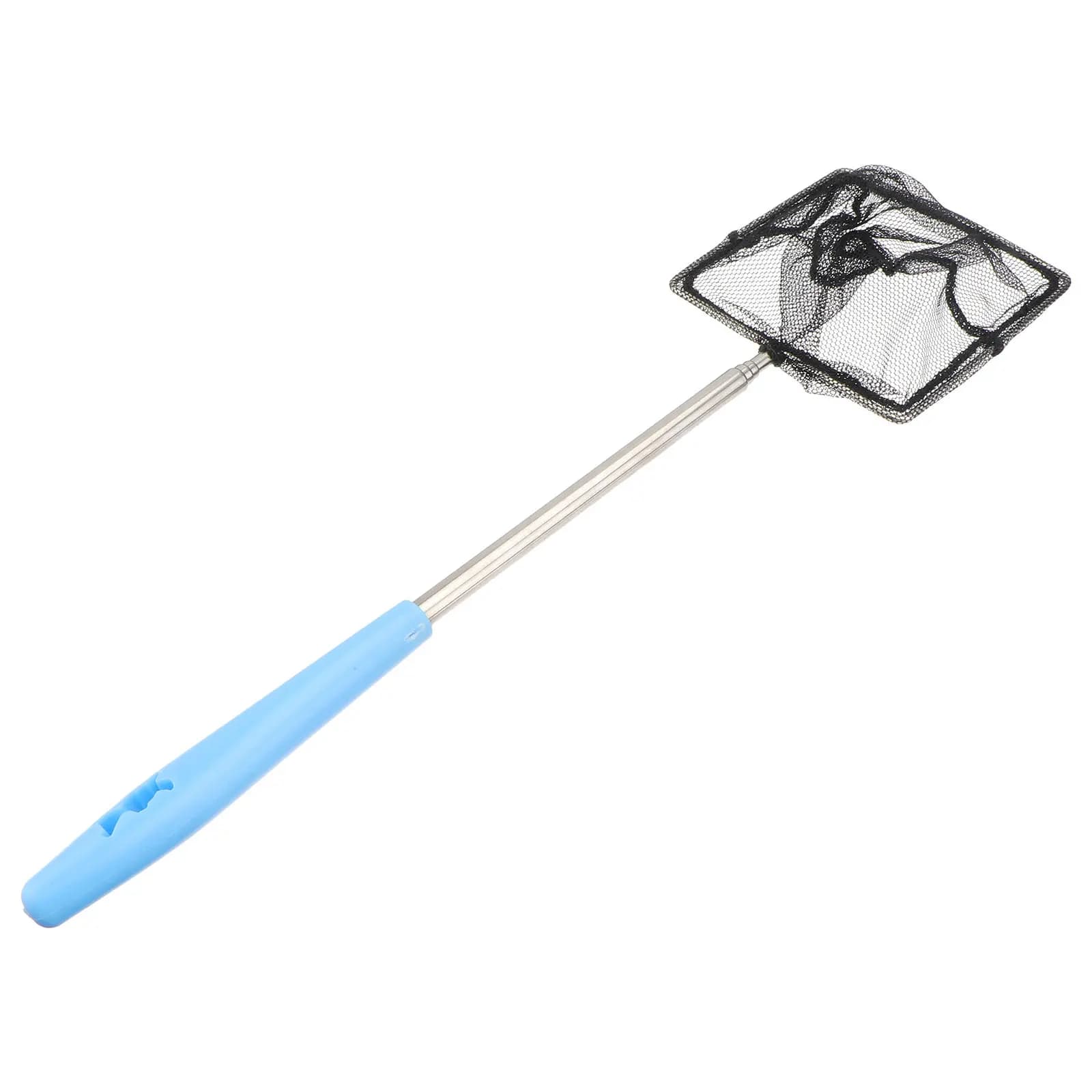 1Pcs Stainless Steel Fishing Landing Net Telescopic Dip Net Foldable Square Mesh Anti-Sagging Portable for