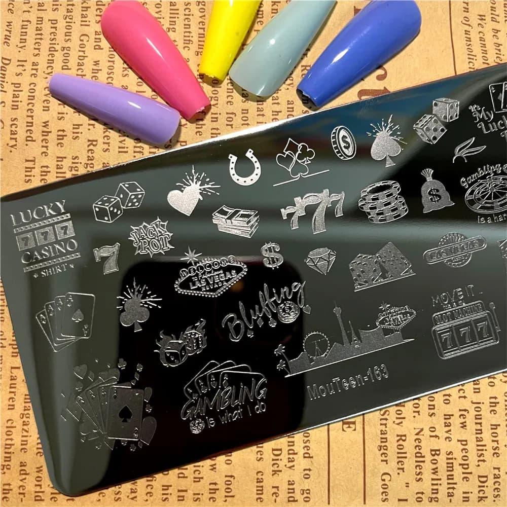 Modello di carta da gioco piastra per timbratura per unghie Joker Nail Art Template giochi da tavolo piastra per timbri per unghie Mouteen-163