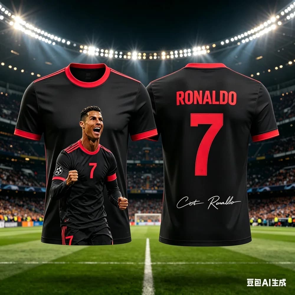 Men's Summer 3D Ronaldo Print Football Sports T-Shirt, Breathable and Quick-Drying Material Design, Perfect Summer Gift for Fans