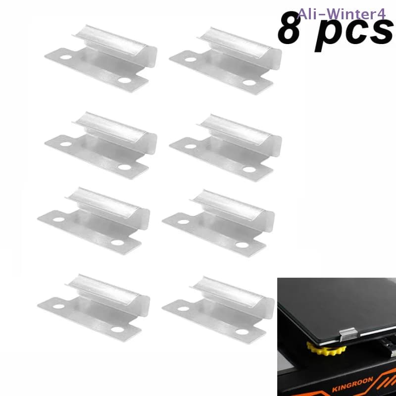 【Winter4】8 Pezzi Clip per Vetro in Acciaio Inossidabile da 7MM per Piattaforma Riscaldata Stampante 3D Serie Ender 3, Ender 5, CR-10