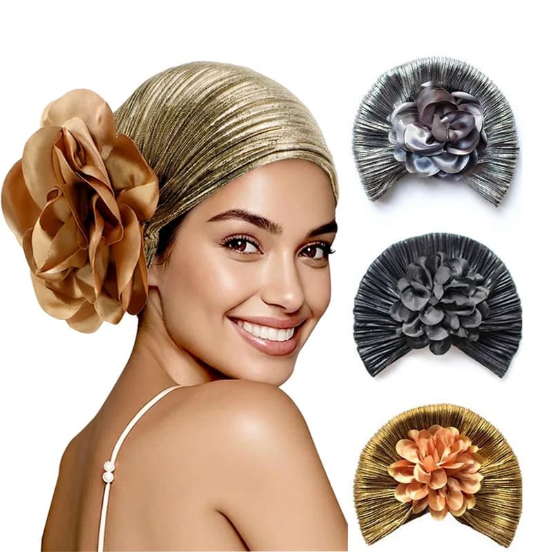 Bonnet for Women Cap Muslim Hijab Caps with Big Flower Turban Bonnet Islamic Wrap Head Inner Cap for Hijabs Trendy Headdress
