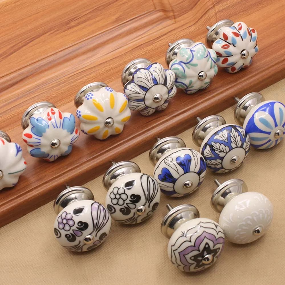 1 pz Maniglia Creativa Dipinta a Mano con Vite per Armadio, Guardaroba, Cassettiera, Maniglie per Cassetti, Pomelli per Armadietti, Maniglie a Tirante, Pomelli per Porte