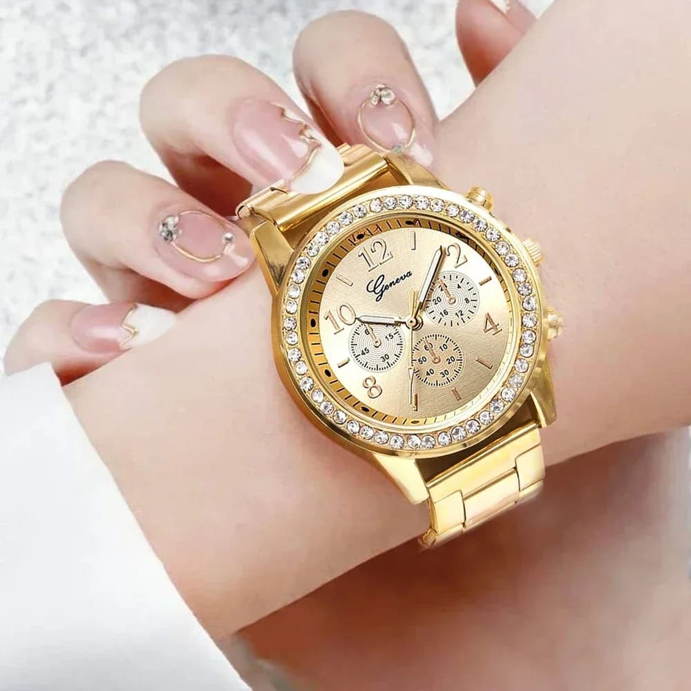 2025 new women fashion diamond watch pink gold luxury watch Reloj Mujer womens watch casual stainless steel quartz watch