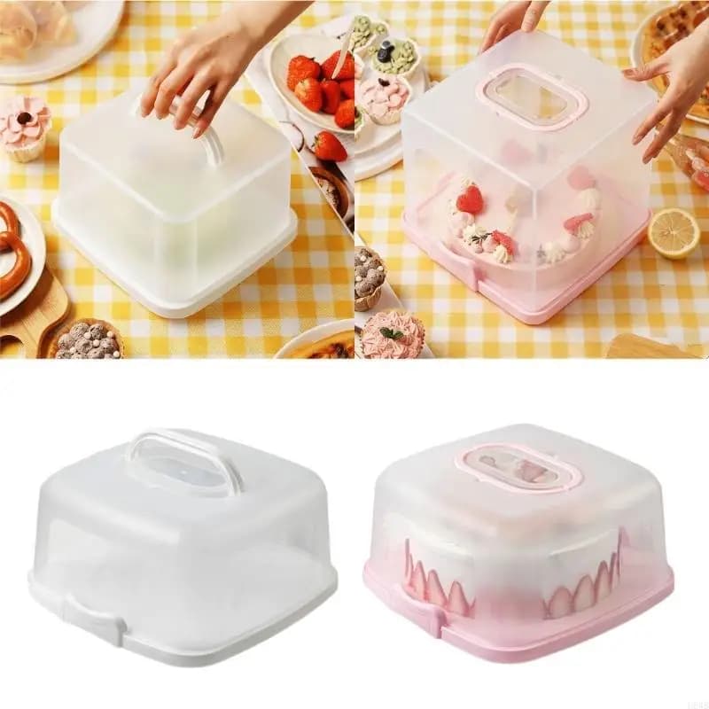 H8WB Plastic Storage Box For Cakes Cookie Snacks Portable Design Dessert Container Clear Lid Home Outdoor Use