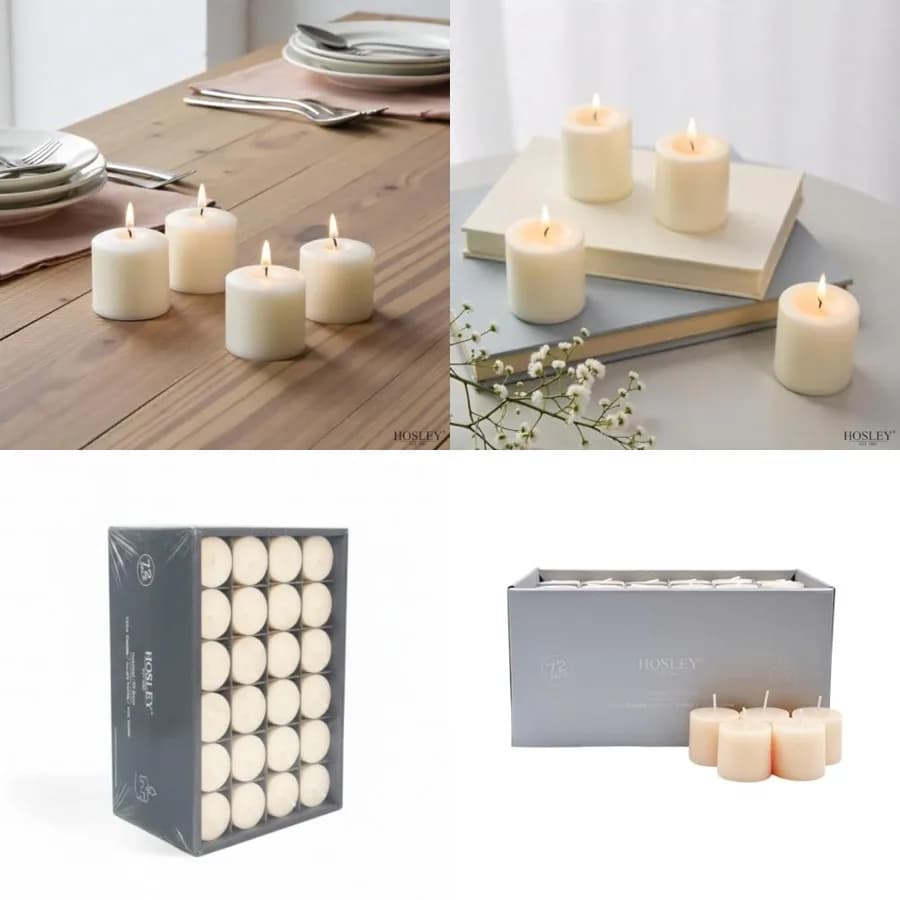 Set di 72 Candele Votive Senza Profumo, Confezione Convenienza, Combustione Pulita, Lunga Durata 10-12 Ore, Ideali per Matrimoni, Decorazioni per la Casa