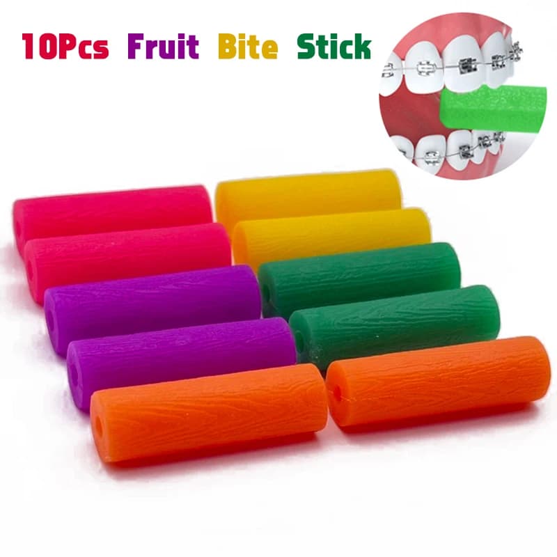 10 pz Silicone Dente Masticare Allineatori Dentale Ortodontico Fermo Invisibile Seduta Denti Alinger Chewies Stick Sorriso Perfetto Frutta