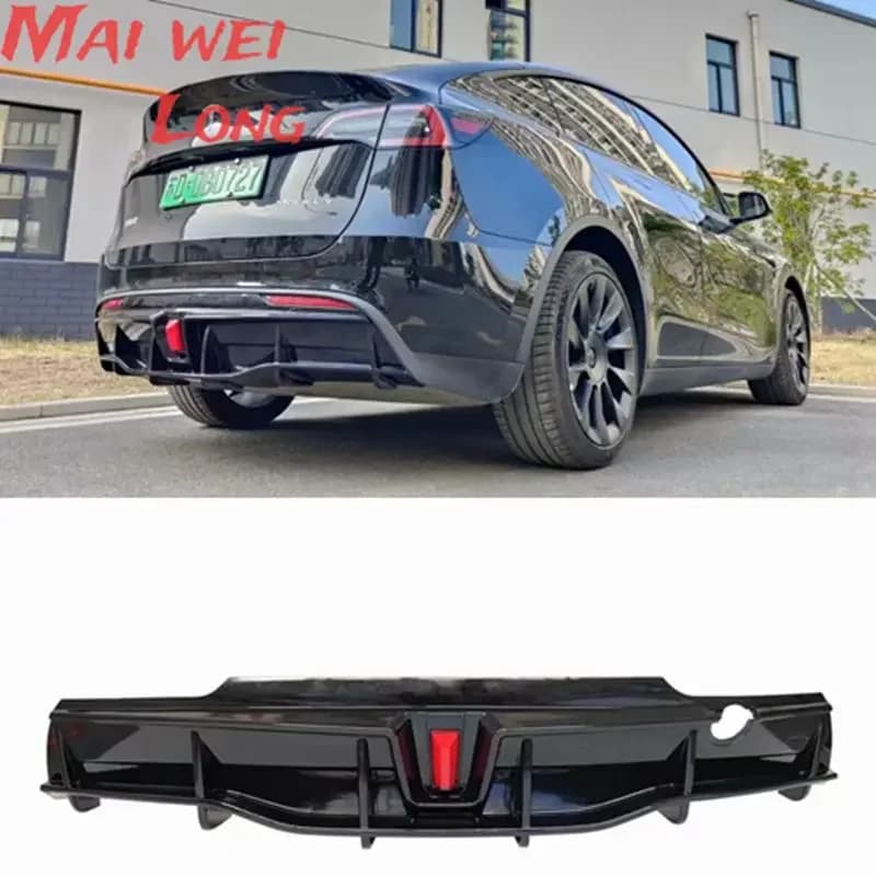 For Tesla Model y Sedan 2017-2022 Rear Bumper Diffuser Lip With Boot Skirt Cover Splitter Gloss Black Plate Body Kit