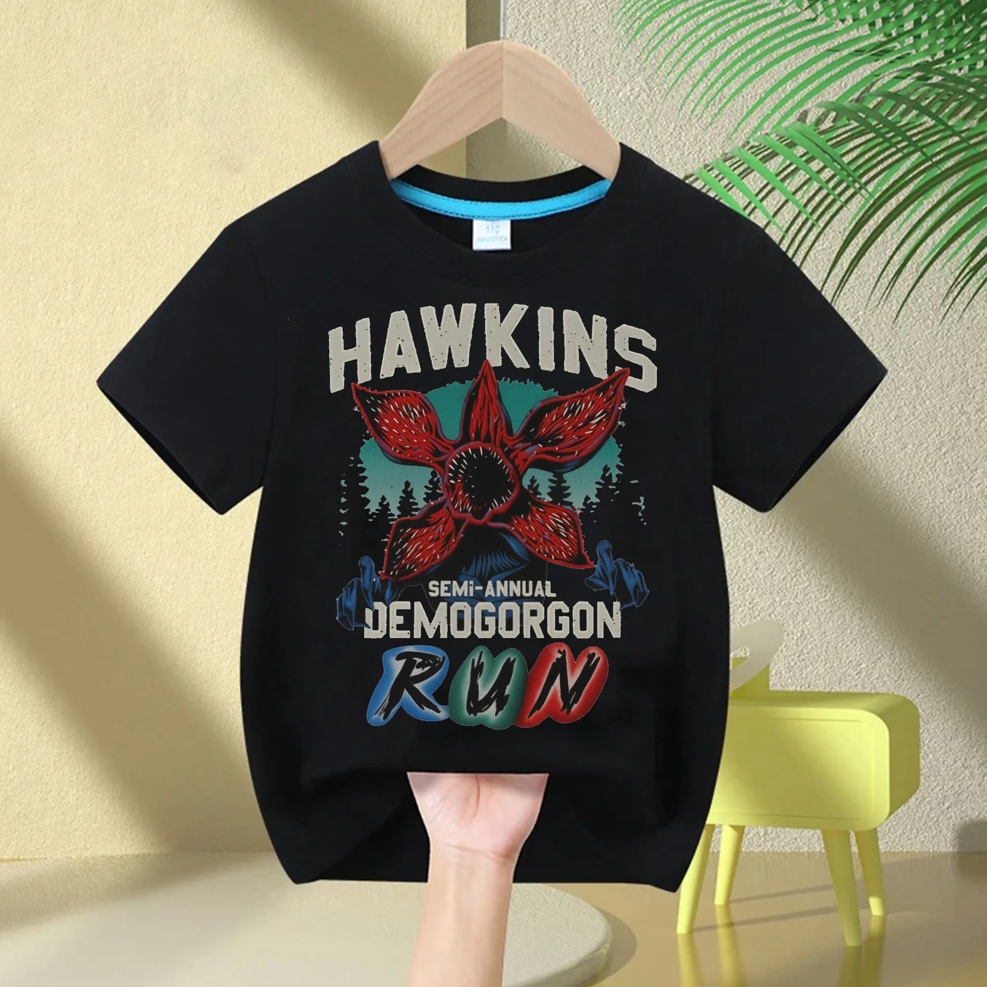 T-shirt estiva alla moda per ragazzi, pantaloncini per bambini con stampa trendy Strange Things William Demogorgon, top girocollo in puro cotone per ragazze