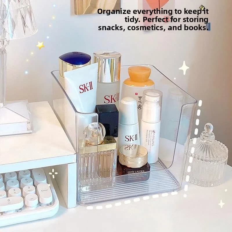 Scatola portaoggetti in acrilico per cosmetici, caffè, tè, organizer trasparente da scrivania per skincare, portaoggetti per gioielli, stile giapponese, in plastica