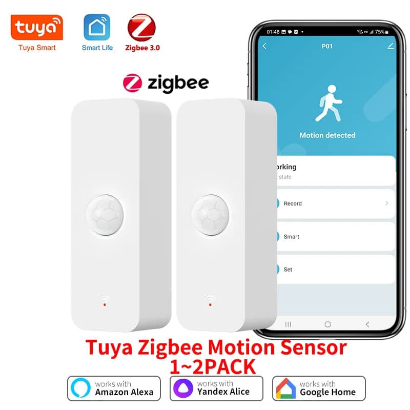 Tuya Zigbee 3.0 Sensore di movimento PIR Sensore intelligente APP Il telecomando funziona con l'Assistente Google Yandex ZHA SmartLife Alexa