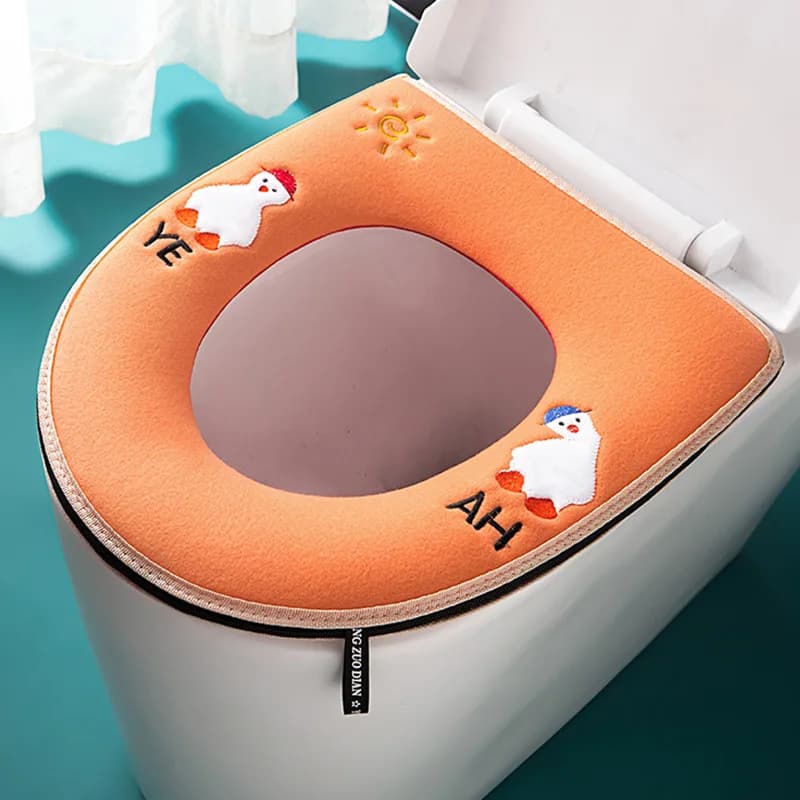 Morbido coprisedile universale per WC con manico Tappetino per sgabello Cuscino caldo per sedile WC Accessori per coperchio per WC da bagno