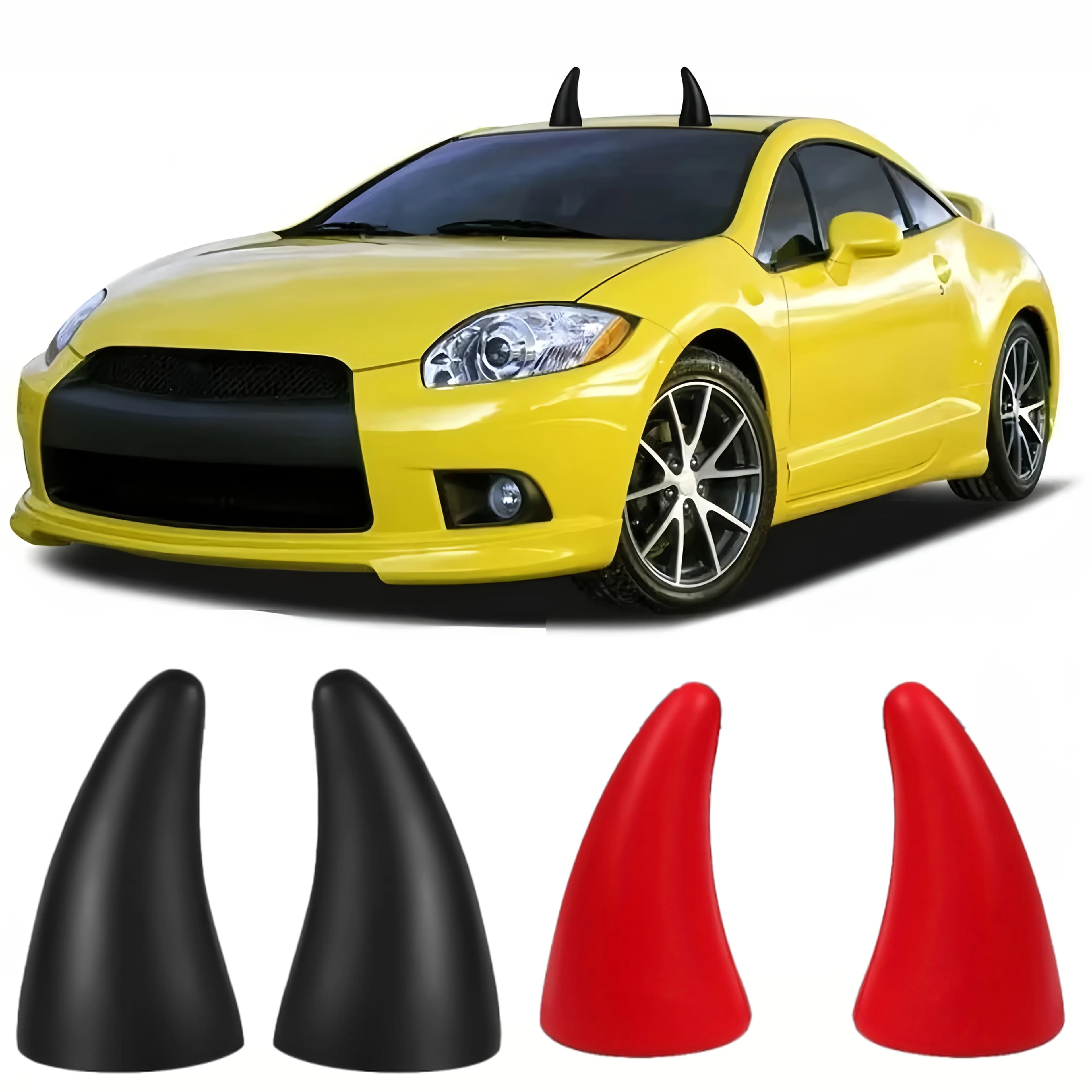 Self-adhesive and elastic devil horn shaped 3D stickers for cars, bumper decoration, anticollision, big devil horns for motorcycle, bike, ski helmets