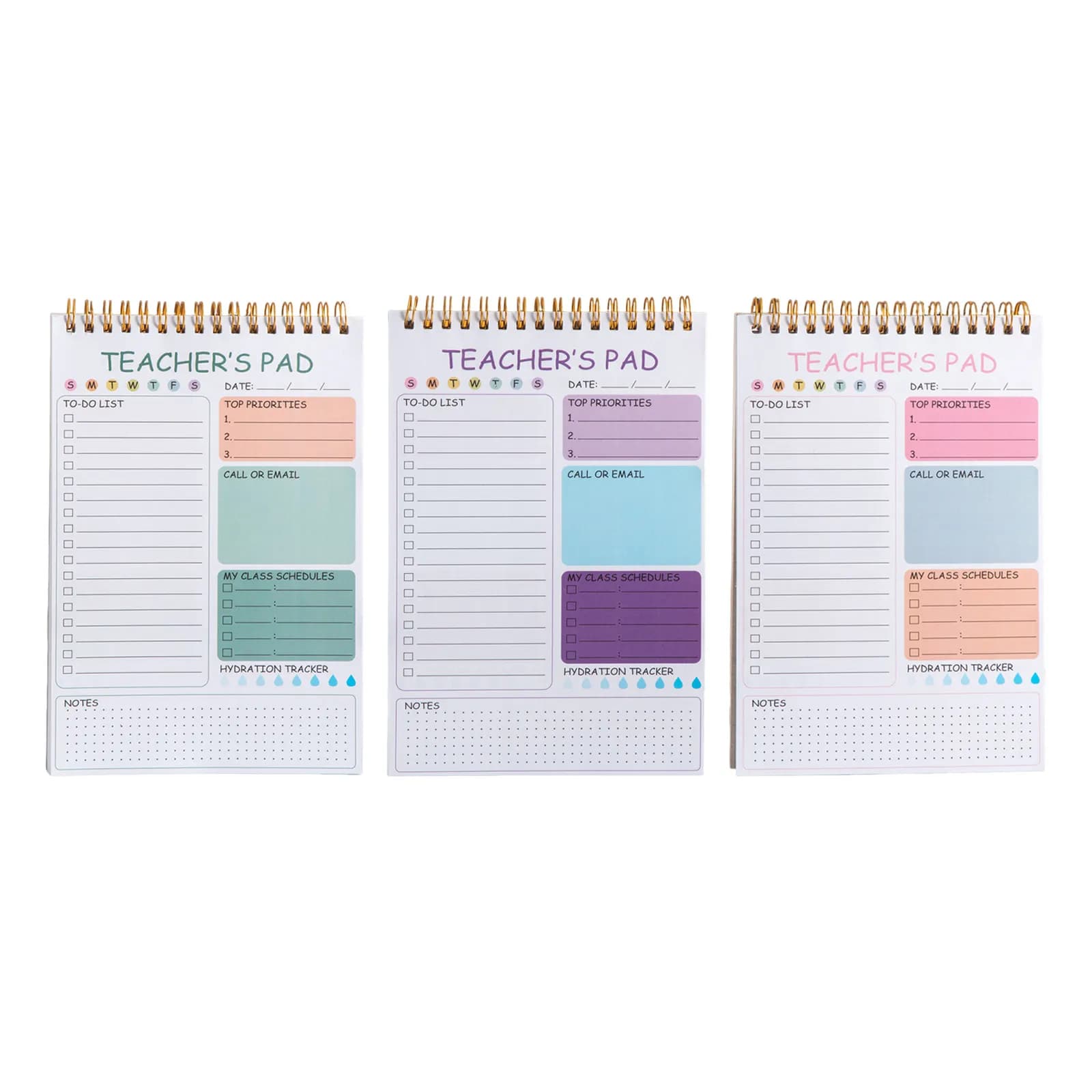 3Pcs Daily Planner Notebooks Compact Colorful Schedule Organizer Work Notebook for Goal Setting Office Study Task Management