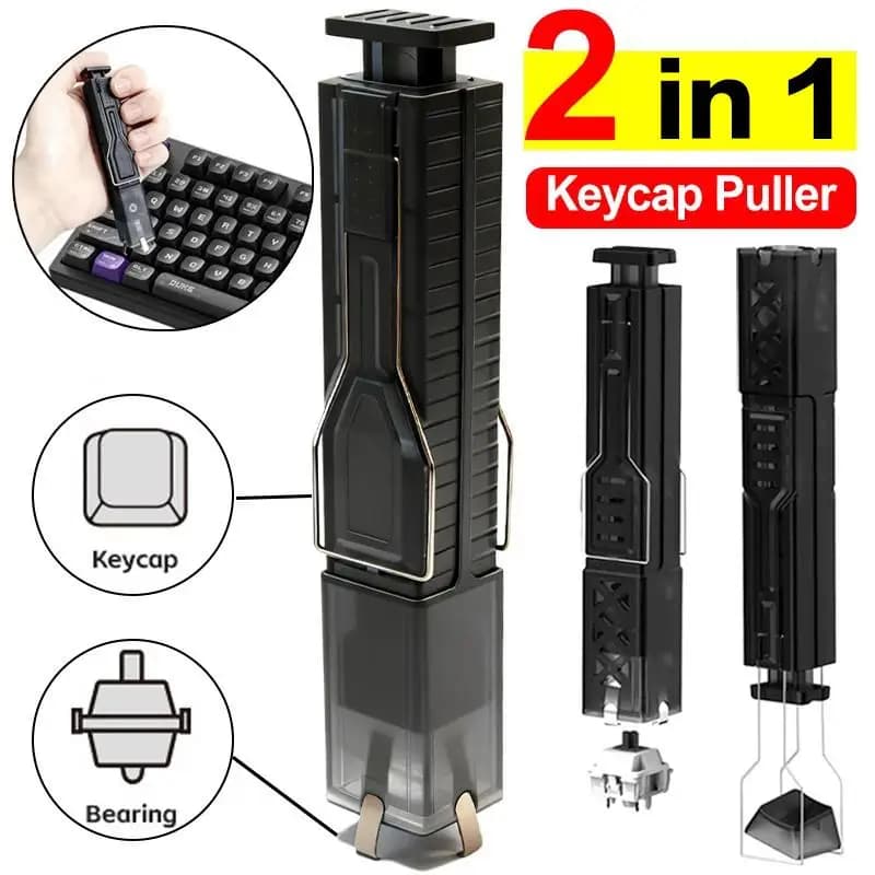 Kit di Pulizia DIY 2 in 1: Estrattore di Tasti e Keycap, Spazzola per Pulizia, Strumento di Rimozione Switch per Tastiera Meccanica