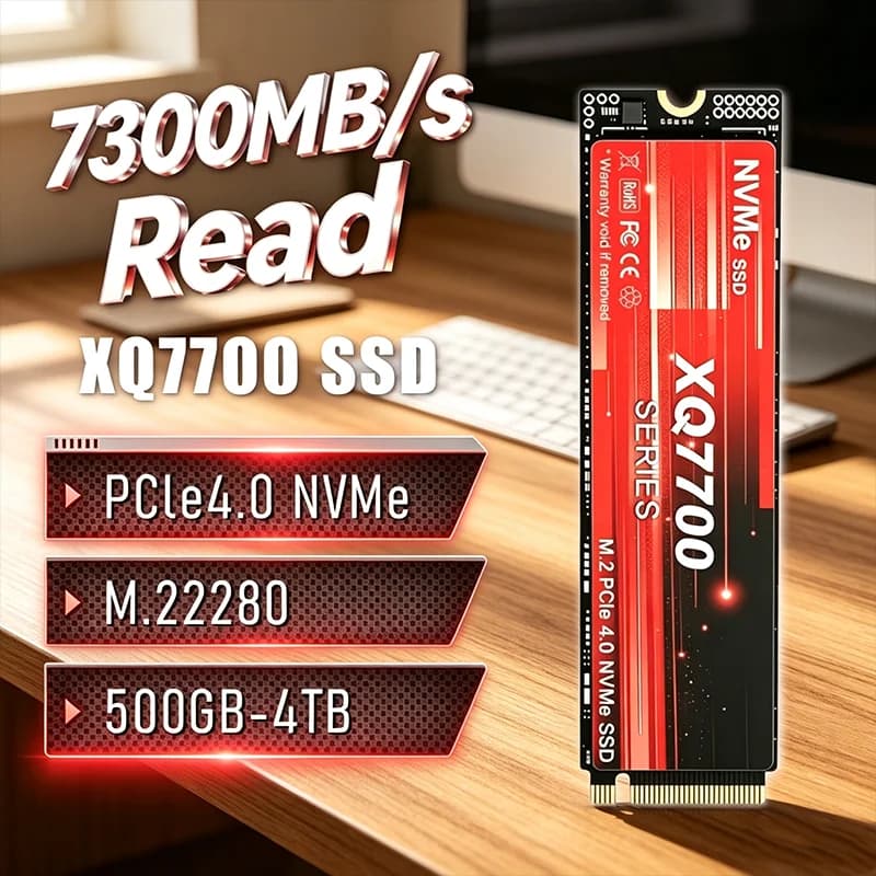 M.2 2280 Internal Storage 2026 HOT SALE XQ7700 NVMe PCIe 4.0 SSD 7300MB/s Seq Read Speed 500GB/1TB/2TB/4TB for Desktop PCs