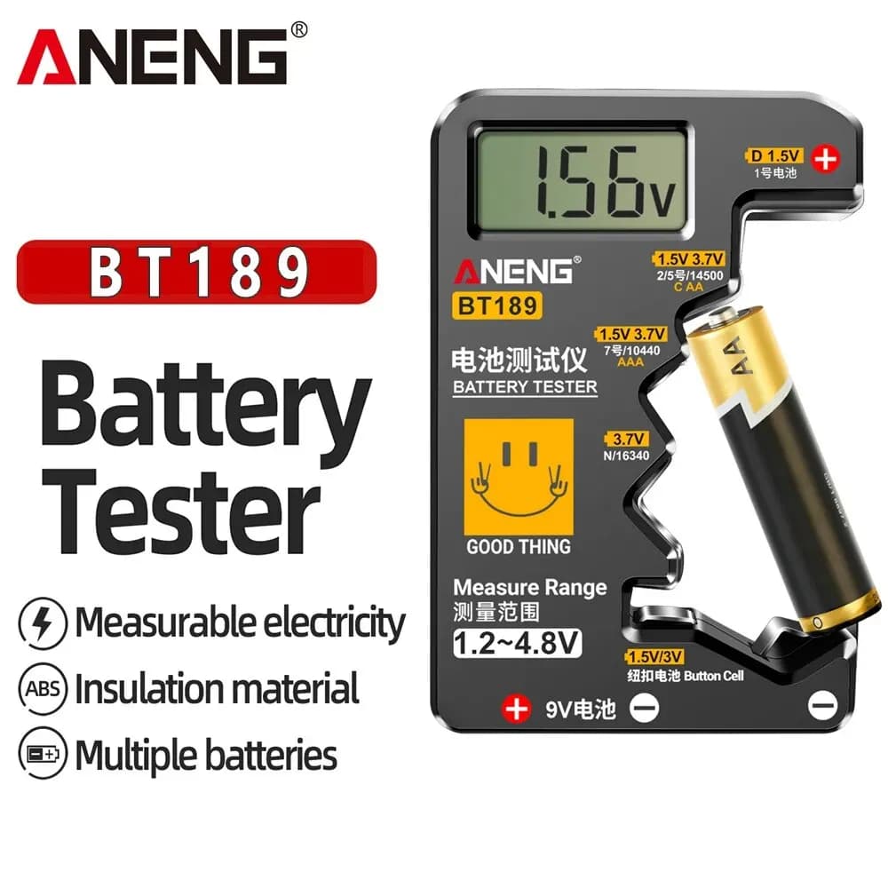 ANENG BT189 Button Battery Tester 9V NC AA AAA Universal LCD Display for Home Use Battery Tester Power Bank Detectors Tools