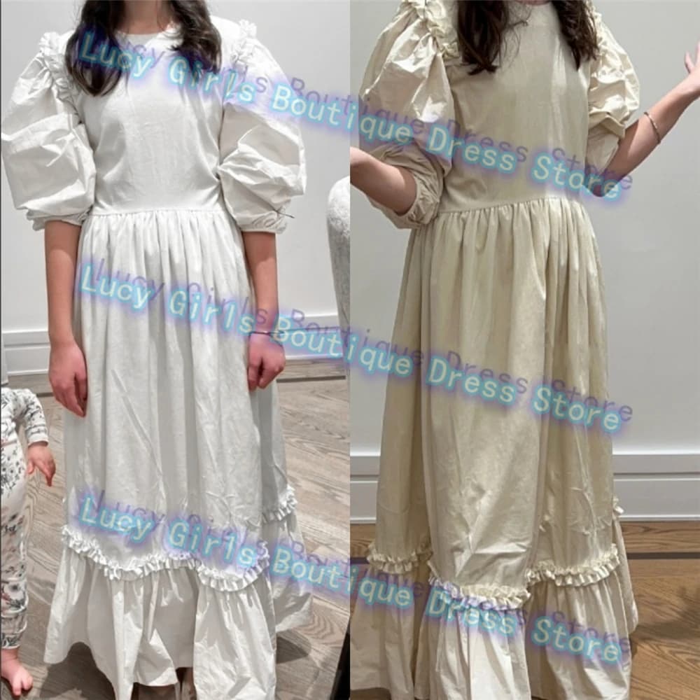 Elegante abito da prima comunione in avorio, abito da ragazza di fiori in raso, principessa per abiti da ballo da sposa, abiti da sera di compleanno per bambini