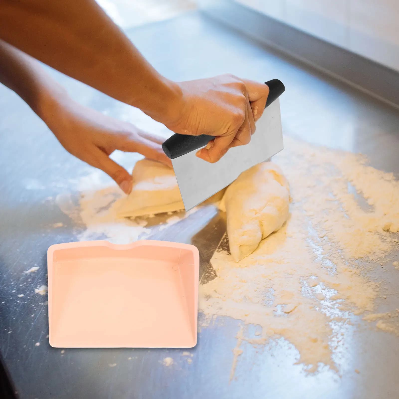 Set di 1 raschietto per impasto in acciaio inossidabile multiuso per panificazione, pasticceria, pizza, torte, burro, riso e pasta.