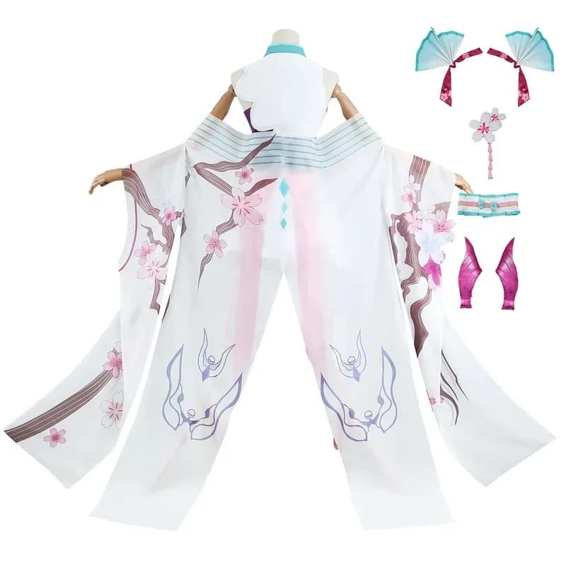 SSR Onmyoji RPG Collab x Miku Kimono Yukata Dress Wig Shoes Anime Party Fancy Dress Halloween Cosplay Costume for Women Girlsx;