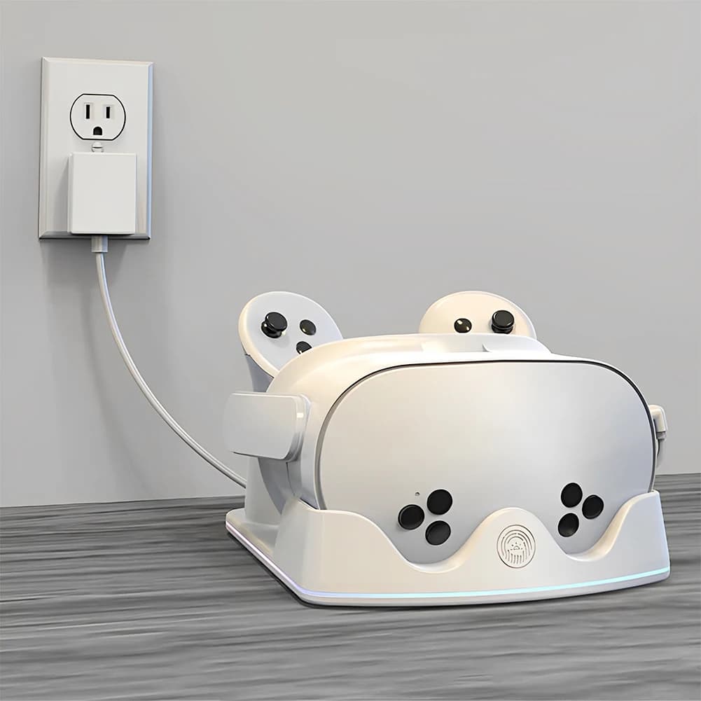 Stazione di Ricarica per Meta Quest 3S VR con Luce RGB, Supporto di Ricarica Rapida per Visore VR Meta Quest 3S/3/2