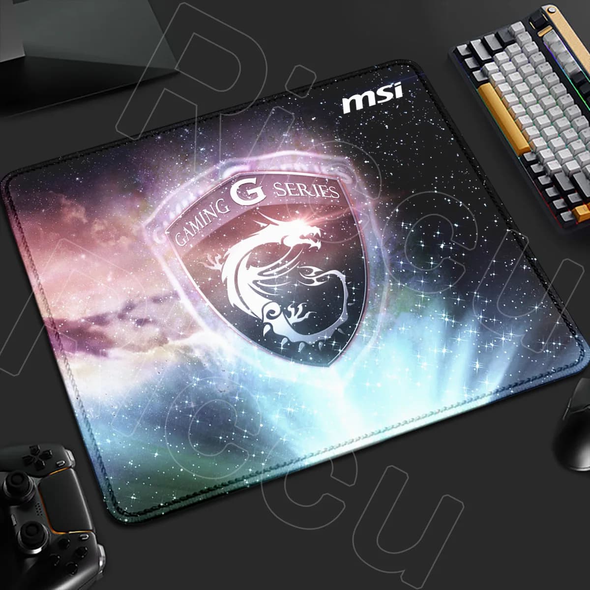 Tappetino per mouse da scrivania MSI per computer piccolo 18x22 cm, tappetino da gioco portatile in gomma antiscivolo con bordo cucito, resistente, per tastiera