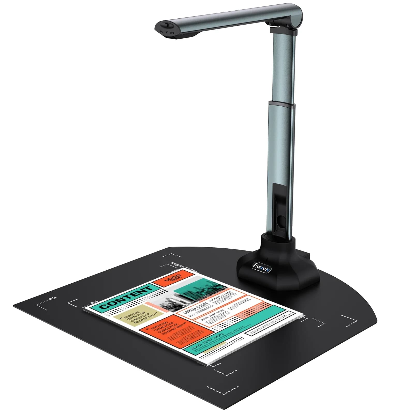 Fotocamera per documenti USB da 12 MP per insegnanti, laptop, formato A3/A4, scanner per documenti portatile con supporto di estensione, strumento di verniciatura con zoom OCR