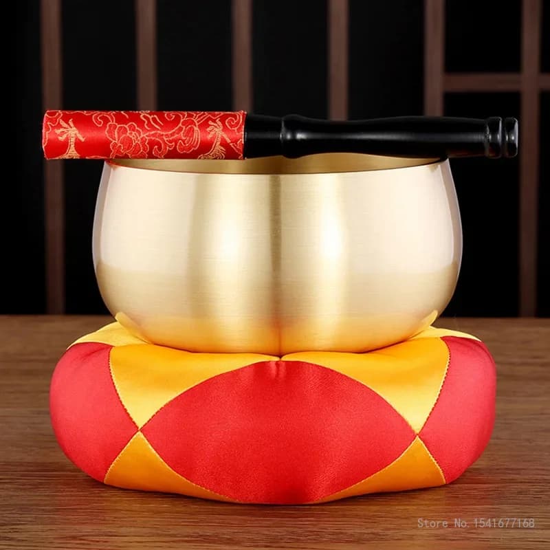 Creative Handmade Tibetan Singing Bowl Set, Brass Buddhist Artifacts, Decorative-Wall-dishes, Resonance Healing Meditation, 1Pc