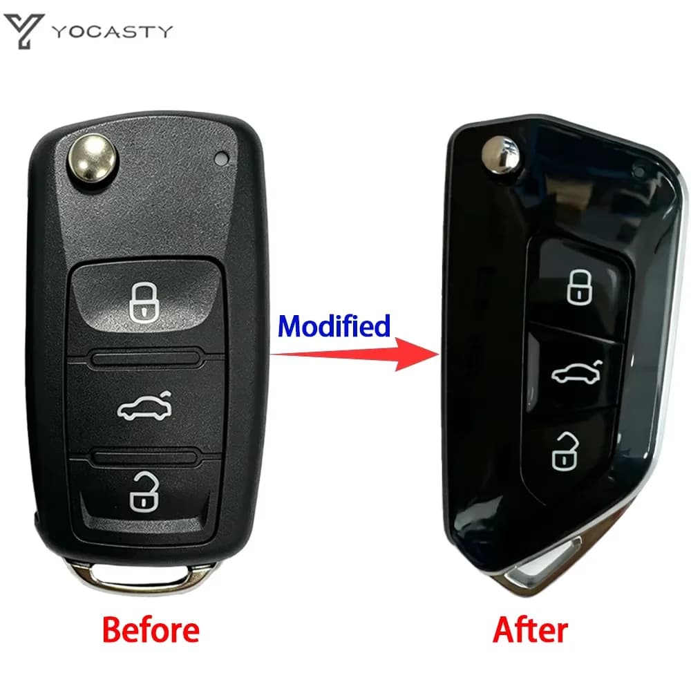 YOCASTY Modified Flip Car Key Shell Case Replacement For VW Polo Tiguan Jetta Golf Skoda Seat Flip Remote Key Cover 202AD/L/H