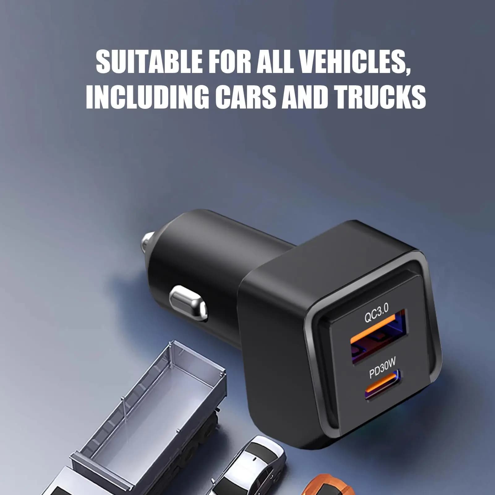 Caricabatteria da auto USB C Caricabatteria da auto a 2 porte per telefono Adattatore per dispositivo intelligente per viaggi Automotive Camion RV SUV Van Berlina Cellulare