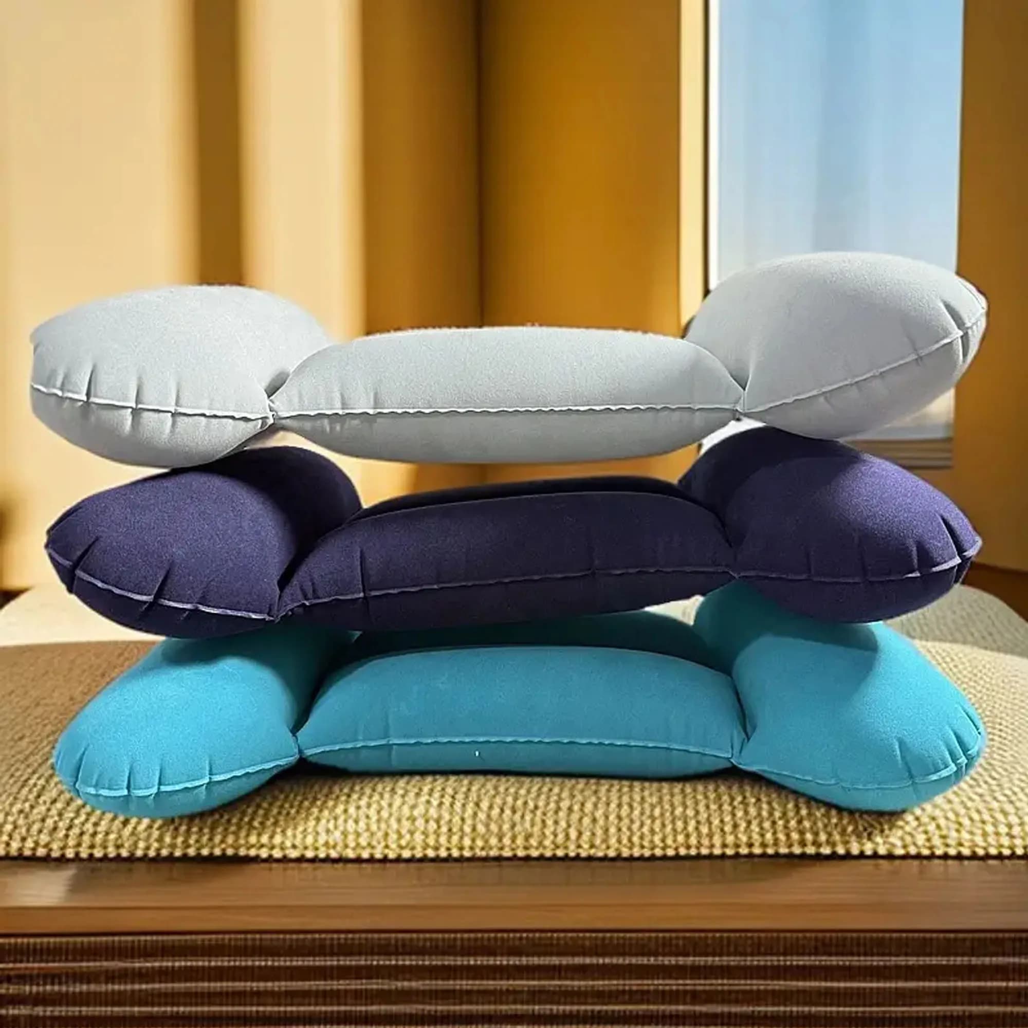 Cuscino Lombare Gonfiabile a Forma di H, Portatile, in PVC Floccato, Gonfiabile a Pressione per Viaggi