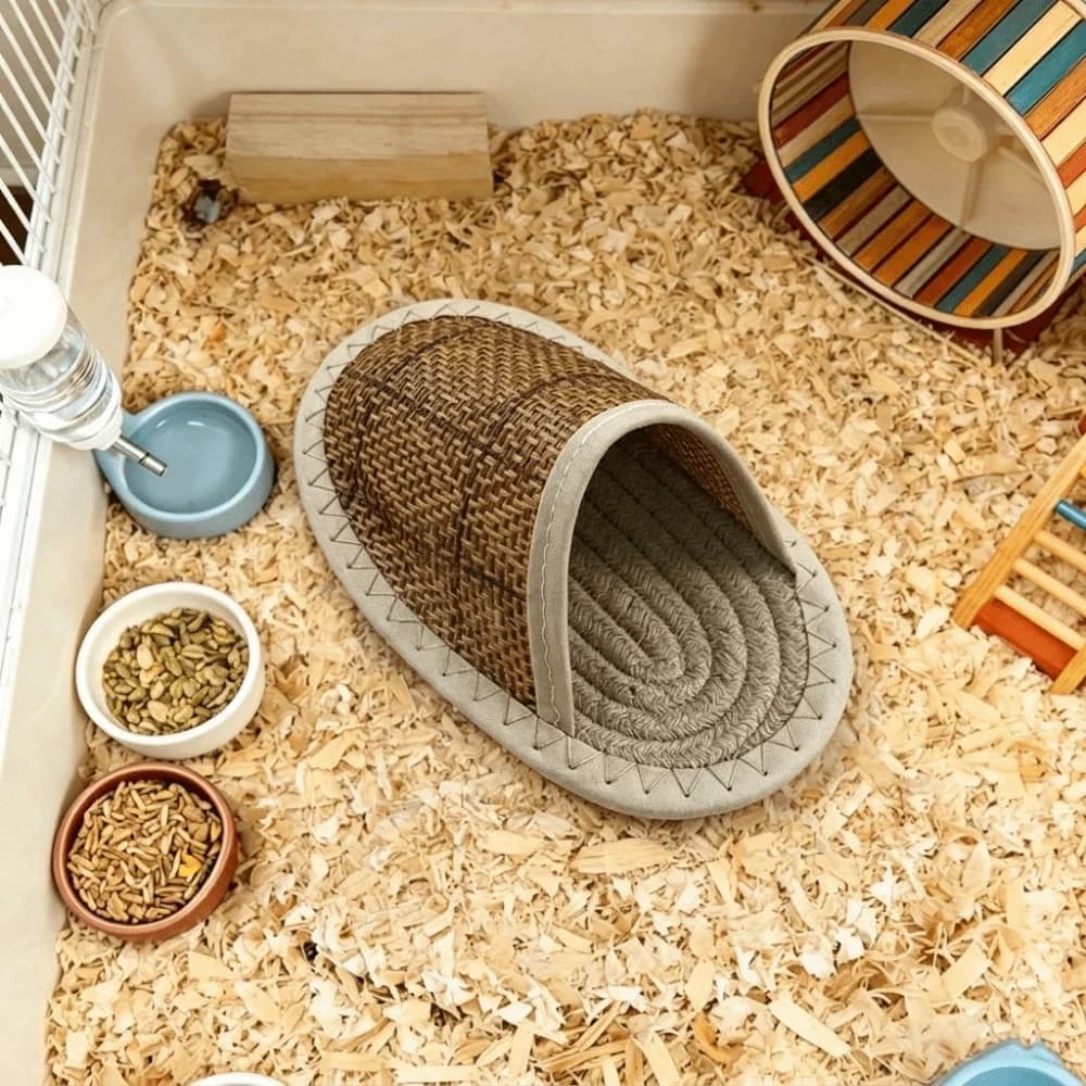 Slipper Shape Hamster Cool Nest Breathable Weave Hamster Slipper Nest Wear Resistant Scratch Resistant Hamster Hideout