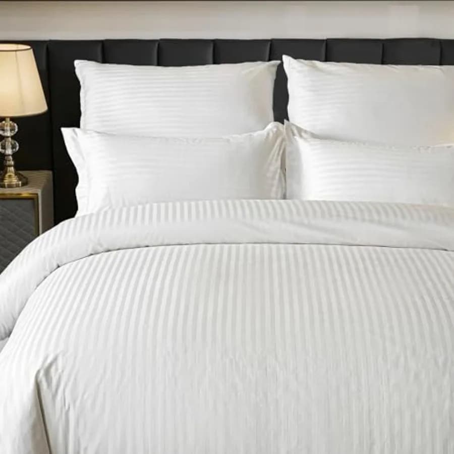 100% Cotton Hotel Cover for Satinized Rows Testurized with Hinge, Breathable for Summer, Set 3 Pieces (1 Cover)