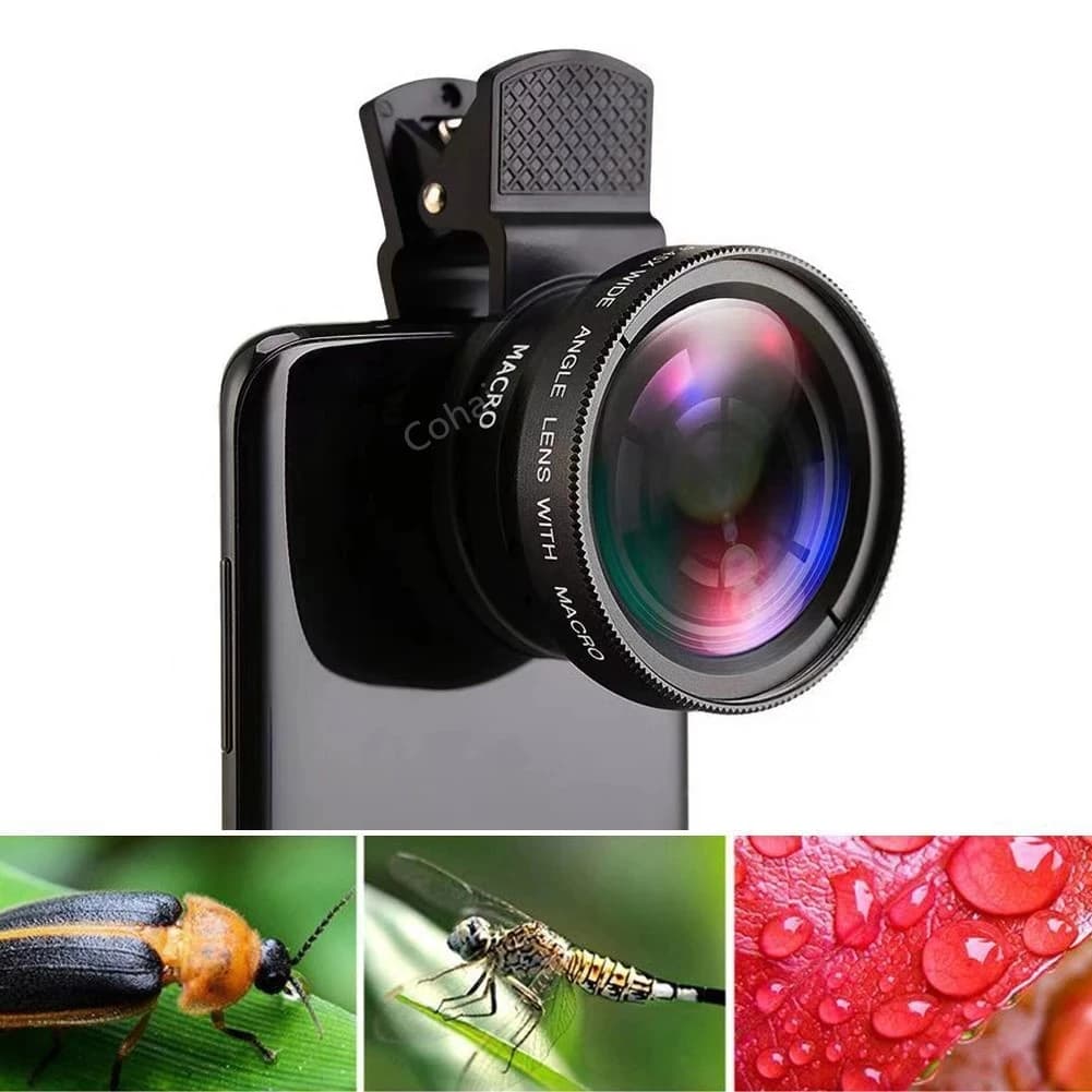2 IN 1 wide-angle lens 0,45X and camera lens Macro HD 12.5X universal for iPhone Huawei Xiaomi Samsung Android