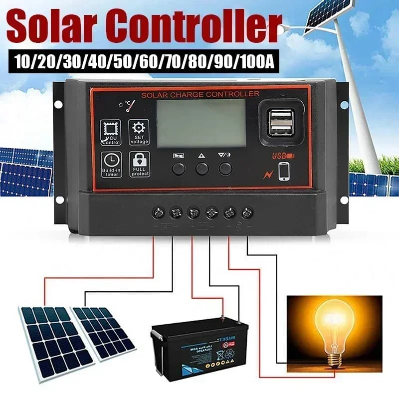 10/20/30/40/50/60/70/80/90/100A Nuovo Regolatore Solare Display Digitale Schermo LCD Pannelli Solari Automatici Regolatore di Carica Della Batteria