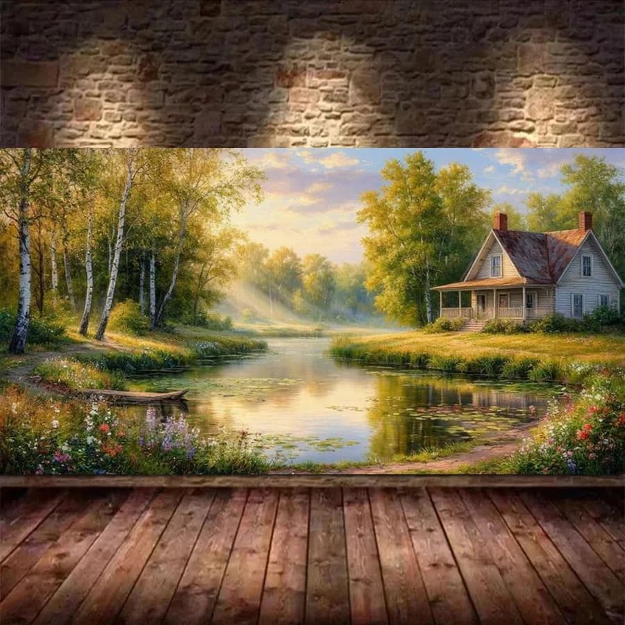 Forest House River Diy Diamond Painting New Collection Scenery Full Square Round Drill Mosaic Embroidery Picture Wall Decor