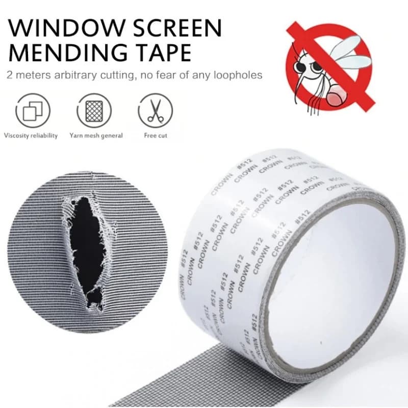 2M Window Screen Repair Tape Self Adhesive Mesh Tape Net Anti Insect Mosquito Mesh Broken Holes Repairing Door Fix Patch