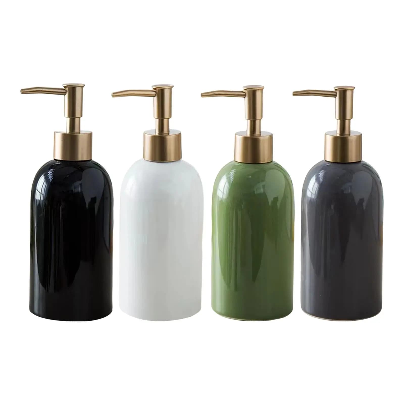 Dispenser di sapone in ceramica per lavello da cucina riutilizzabile con pompa per liquidi portatile a mano per oli da massaggio con oli essenziali per collutorio per trucco