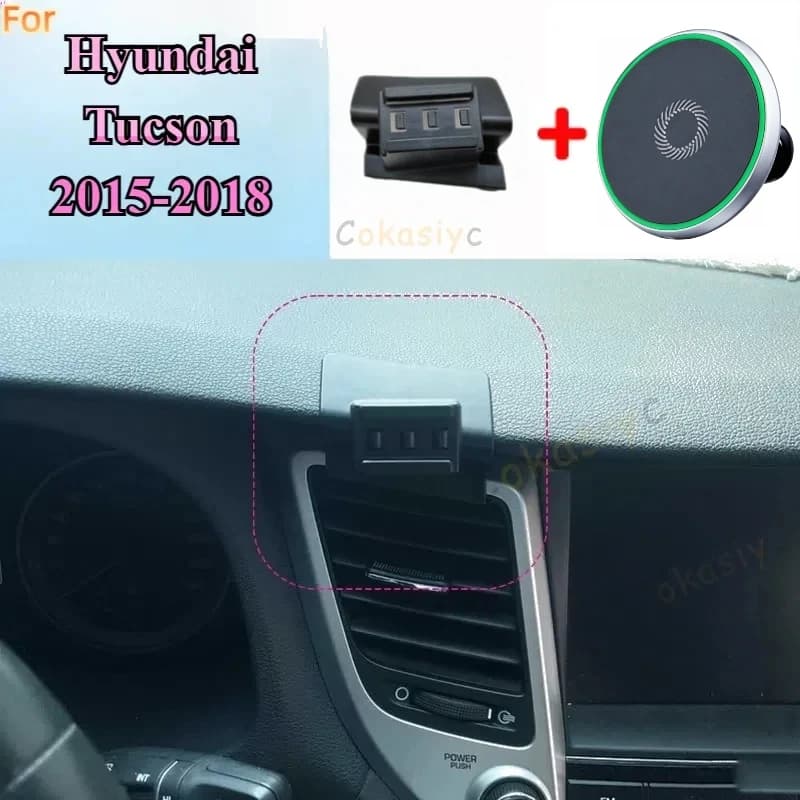 For Hyundai Tucson 2015 2016 2017 2018 Magnetic Car Phone Holder 15W Wireless Charging Phone Stand MagSafe Base