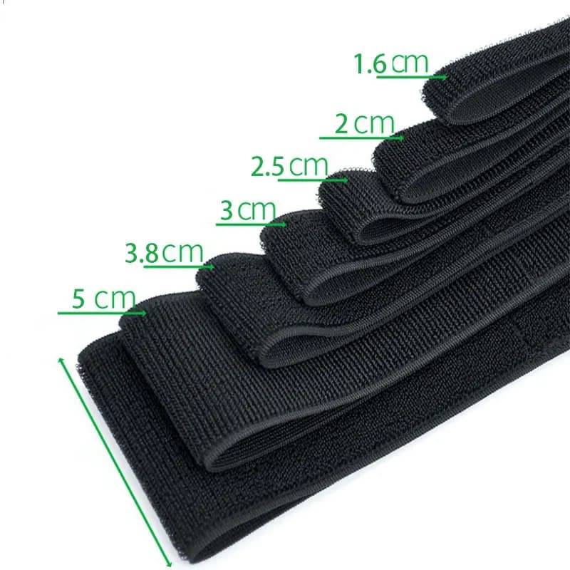 1/5 Metri Elastico Gancio Anello di Fissaggio Nastro di Nylon Senza Adesivo Anello Strisce Per Accessori Per Cucire FAI DA TE Cavo Dell'involucro organizzatore 16mm-50mm