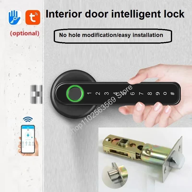 Tuya/TTlock Smart Door Lock Blocco biometrico delle impronte digitali Password Chiave APP Sblocco remoto Serratura elettronica sicura per ingresso senza chiave
