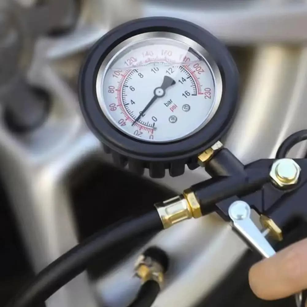 Manometro digitale per pneumatici con gonfiatore, manometro per compressore d'aria ad alta precisione con design antiurto riempito d'olio per auto T I6M7