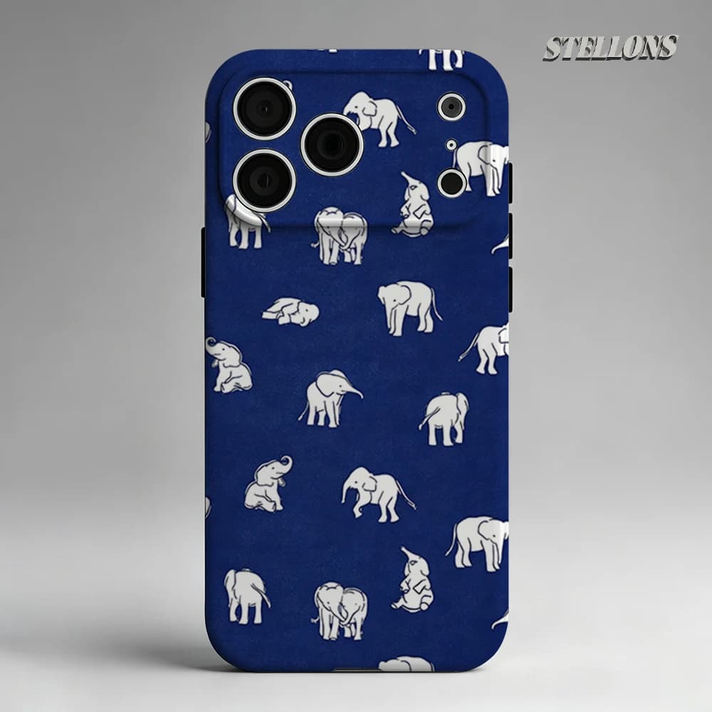 Custodia per telefono con silhouette di elefante blu, compatibile con custodie magnetiche per iPhone 17 16 15 14 Pro Max Plus, custodia robusta a strato singolo/doppio