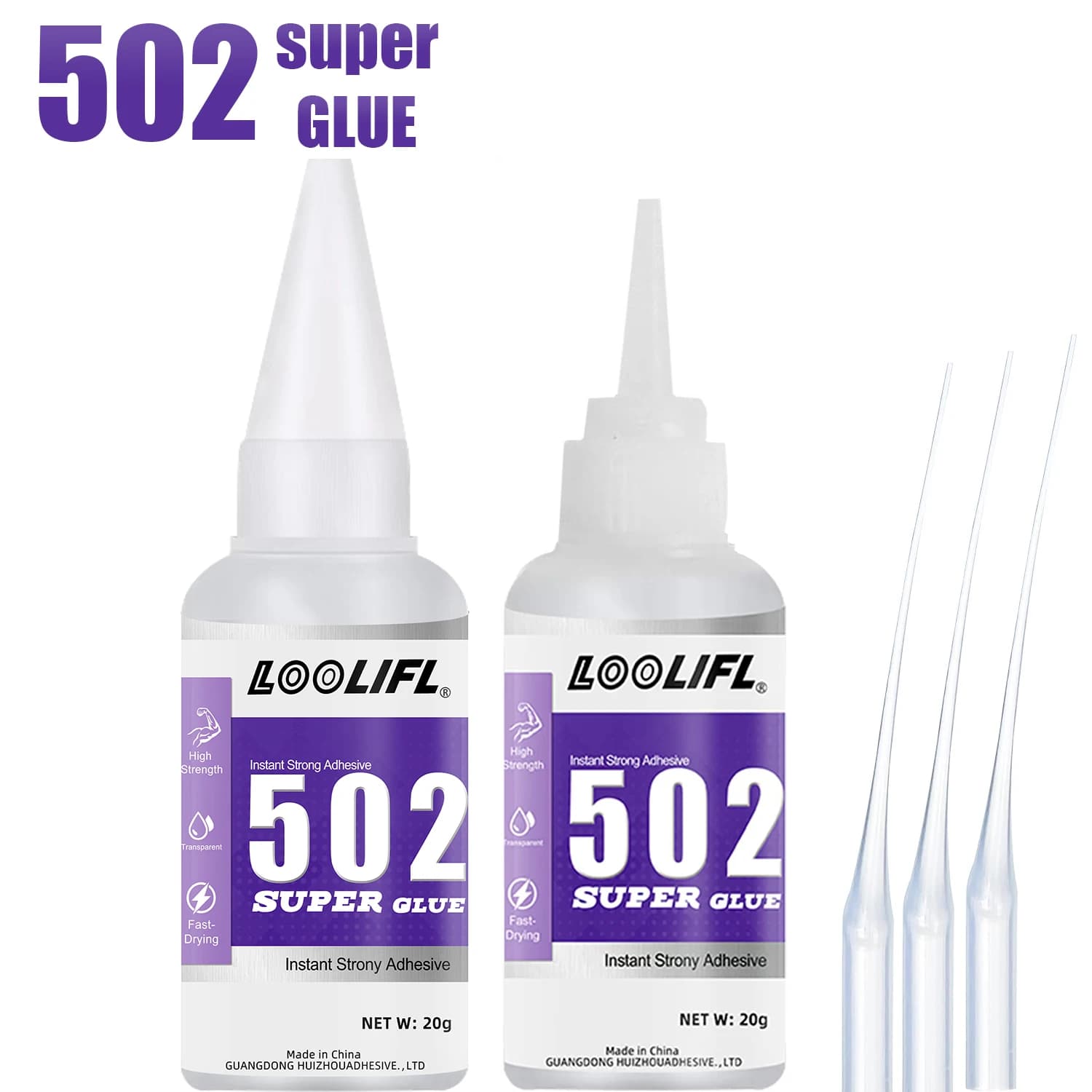 Colla Super 502 ad Asciugatura Rapida, Forte Adesivo Cianoacrilato per Riparazioni Fai-da-Te di Metallo, Legno, Plastica e Ceramica. 20g
