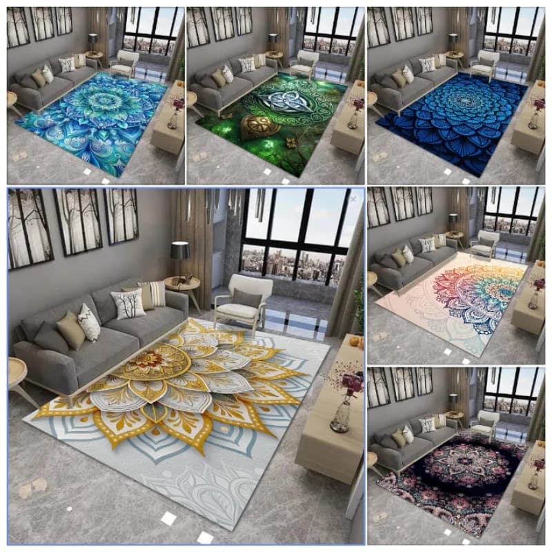 Carpet with flowers Mandala Geometric carpet bohémien shade of anti-slip color durable home decoration living room mat for yoga room
