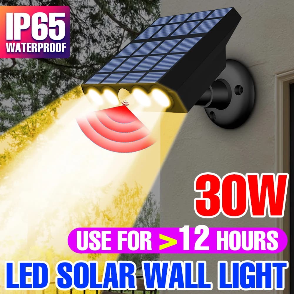 LED Solar Lights Outdoor Wall Lamp Waterproof Street Lamp For Garden Lighting Spotlight With Motion Sensor LED External Sconce