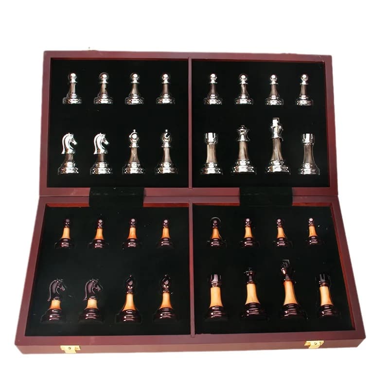Premium Faux Jade & Metal Chess Set, Weighted Pieces Decorative Board, Luxury Collectible Gift for Adults Home Office Decor
