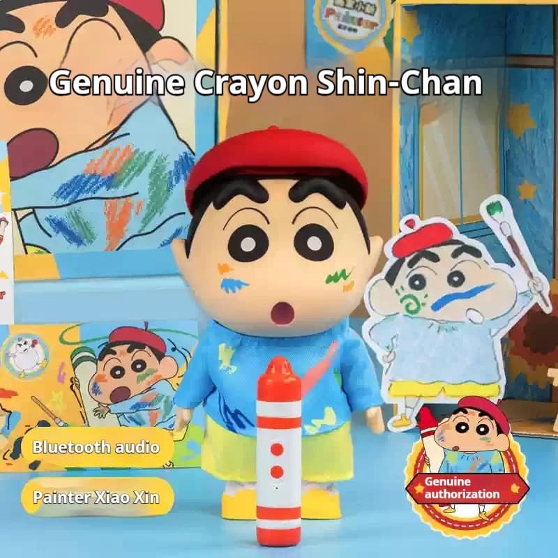 New Kawaii Crayon Shin-Chan Small Painter Series Bluetooth Speaker Figurine Toy Soul Xiaoxin Ornaments Toy Gift for Children