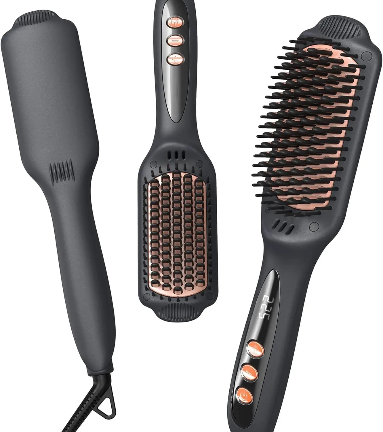 Electric Power Ceramic Straightener Brush for Smooth Frizz- Hair