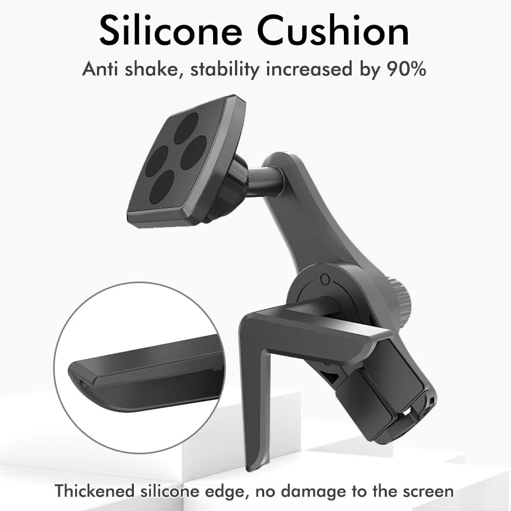 360 Rotatable Magnetic Car Screen Phone Holder Anti-Shake Silicone Pad Strong Magnet Auto Monitor Screen Mount Stand
